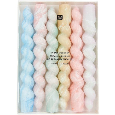 Spiralkerzen Set 18,5 cm, marmoriert - 