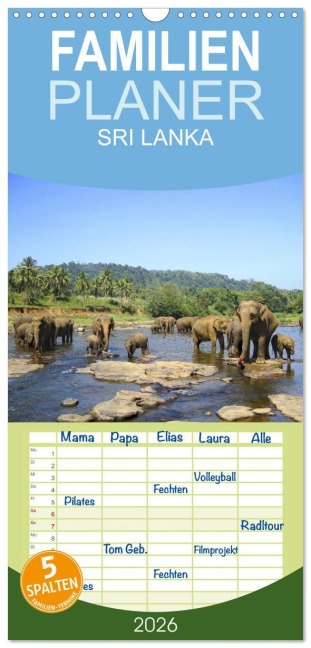 Familienplaner 2026 - Sri Lanka mit 5 Spalten (Wandkalender, 21 x 45 cm) CALVENDO - Clemens Rasch