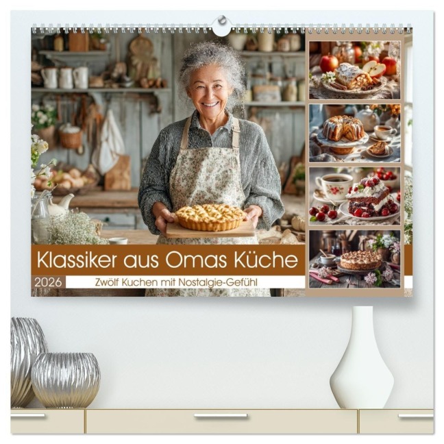 Klassiker aus Omas Küche - Zwölf Kuchen mit Nostalgie-Gefühl (hochwertiger Premium Wandkalender 2026 DIN A2 quer), Kunstdruck in Hochglanz - Mb Fotografie