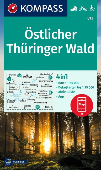 KOMPASS Wanderkarte 813 Östlicher Thüringer Wald 1:50.000 - 