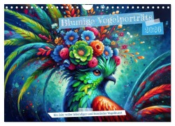Cover-Bild zum Titel 'Blumige Vogelporträts (Wandkalender 2026 DIN A4 quer), CALVENDO Monatskalender' von 'Heidi Spiegler'