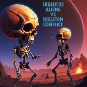 Cover-Bild zum Titel 'Skullfire Aliens VS Skeleton Conflict' von 'Bluefoxx'