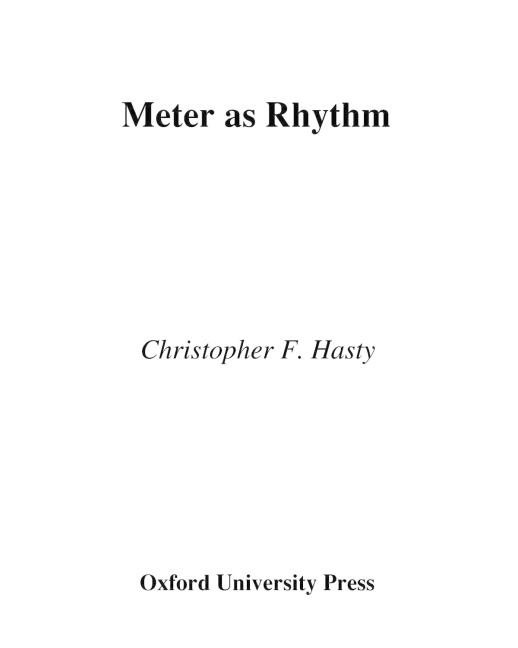 Meter As Rhythm - Christopher Hasty