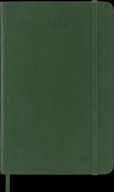 Moleskine 12 Monate Wochen Notizkalender 2026, Pocket/A6, 1 Wo = 1 Seite, rechts linierte Seite, Weicher Einband, Myrtengrün - 