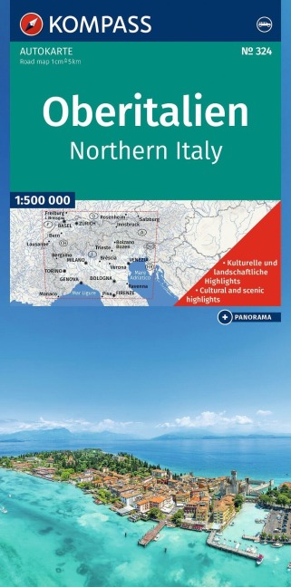 KOMPASS Autokarte Oberitalien, Italia settentrionale, Northern Italy, Italie du Nord 1:500.000 - 
