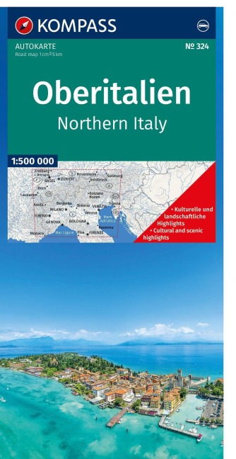 KOMPASS Autokarte Oberitalien, Italia settentrionale, Northern Italy, Italie du Nord 1:500.000 - 