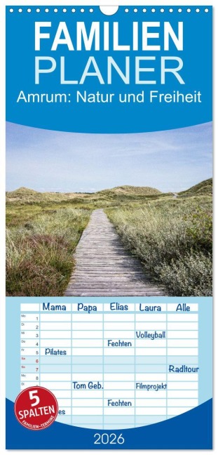 Familienplaner 2026 - Amrum: Natur und Freiheit mit 5 Spalten (Wandkalender, 21 x 45 cm) CALVENDO - Ralph Kerpa
