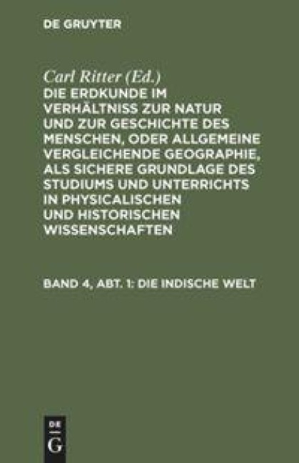 Die Indische Welt - Carl Ritter