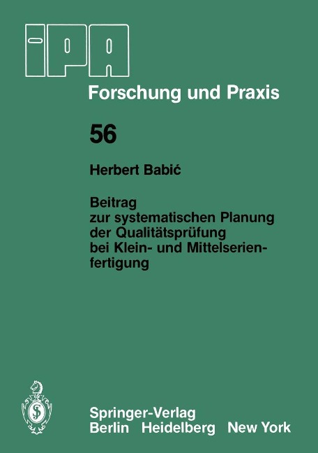 Beitrag zur systematischen Planung der Qualitätsprüfung bei Klein- und Mittelserien- fertigung - H. Babic