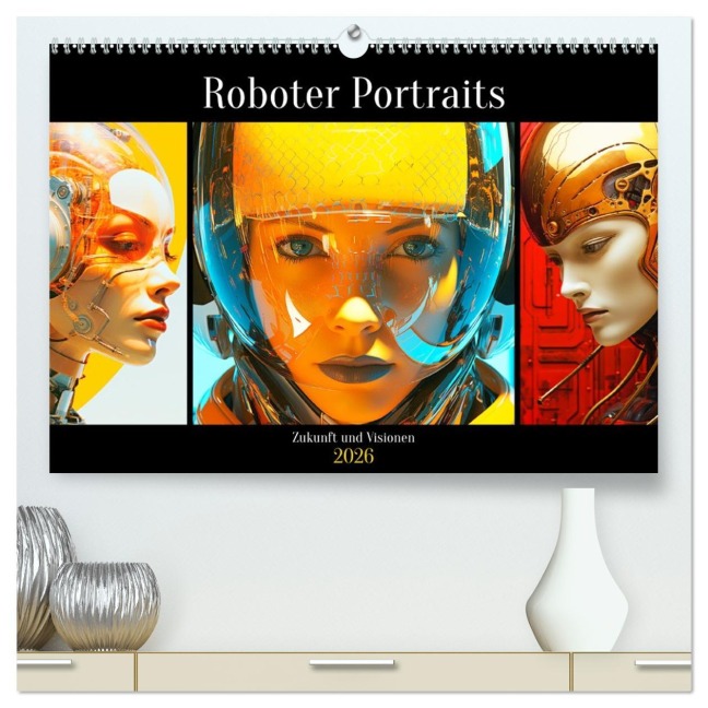 Roboter Portraits. Zukunft und Visionen (hochwertiger Premium Wandkalender 2026 DIN A2 quer), Kunstdruck in Hochglanz - Rose Hurley