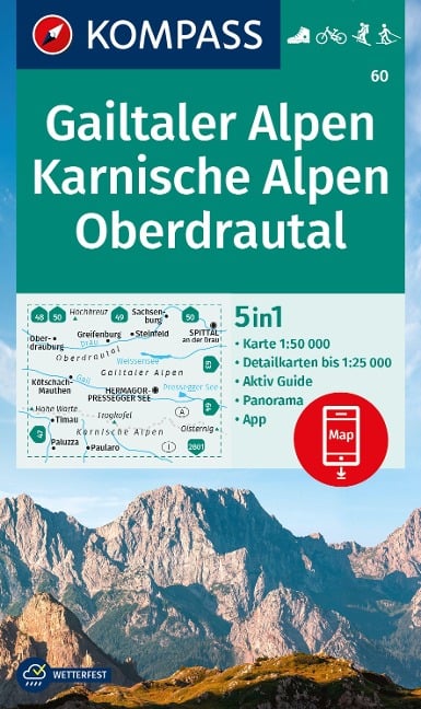 KOMPASS Wanderkarte 60 Gailtaler Alpen, Karnische Alpen, Oberdrautal 1:50.000 - 