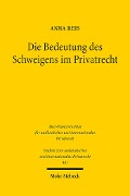 Cover-Bild zum Titel 'Die Bedeutung des Schweigens im Privatrecht' von 'Anna Reis'