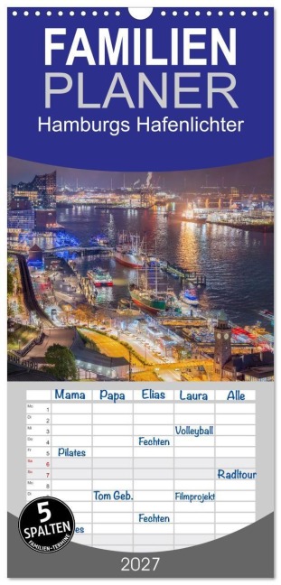 Familienplaner 2027 - Hamburgs Hafenlichter mit 5 Spalten (Wandkalender, 21 x 45 cm) CALVENDO - Ralph Schucht