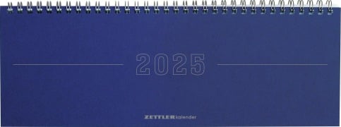 Tisch-Querkalender Papyrus Blau 2025 - Büro-Planer 29,7x10,5 cm - Tisch-Kalender - 1 Woche 2 Seiten - Ringbindung - Zettler - 