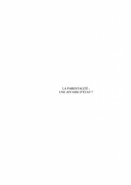 Parentalite: une affaire d'etat - Collectif