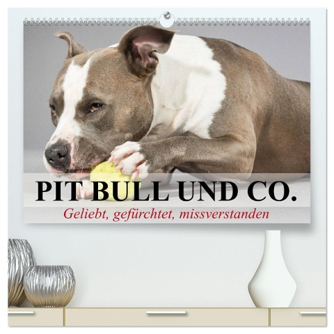 Pit Bull und Co. - Geliebt, gefürchtet, missverstanden (hochwertiger Premium Wandkalender 2025 DIN A2 quer), Kunstdruck in Hochglanz - Elisabeth Stanzer