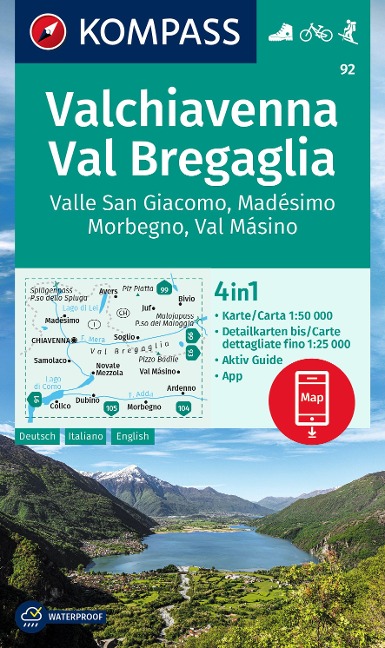 KOMPASS Wanderkarte 92 Chiavenna/Val Bregaglia 1:50.000 - 