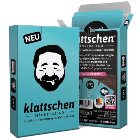 DENKRIESEN - klattschen® - Männerabend - SPIELKARTENKARTON "Das wahrscheinlich beste Trinkspiel aller Zeiten" - 