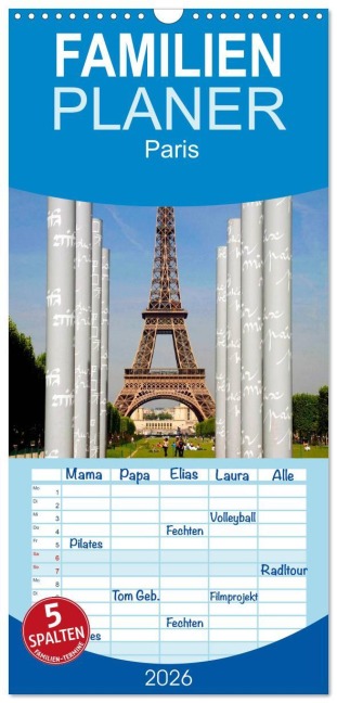 Familienplaner 2026 - Paris mit 5 Spalten (Wandkalender, 21 x 45 cm) CALVENDO - Stephan Gabriel