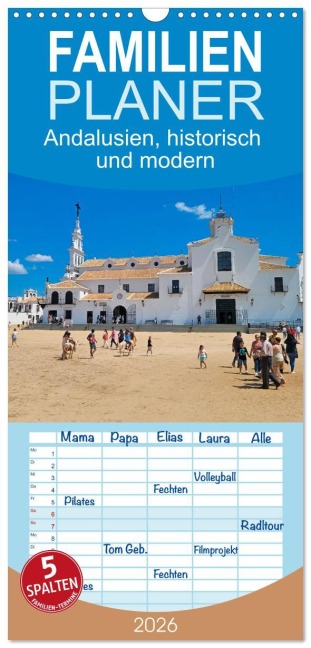 Familienplaner 2026 - Andalusien, historisch und modern mit 5 Spalten (Wandkalender, 21 x 45 cm) CALVENDO - Herbert Böck