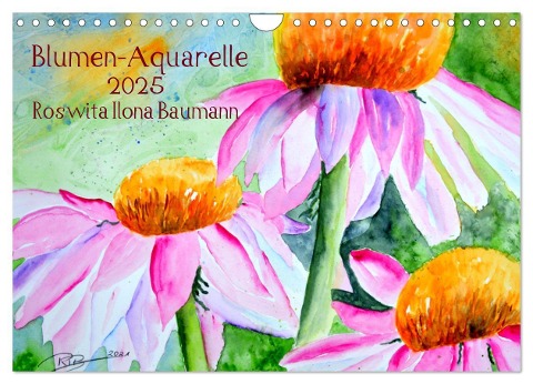 Blumen-Aquarelle (Wandkalender 2025 DIN A4 quer), CALVENDO Monatskalender - Roswita Ilona Baumann