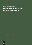 Cover-Bild zum Titel 'Metasprachliche Lexikographie' von 'Hans-Dieter Kreuder'