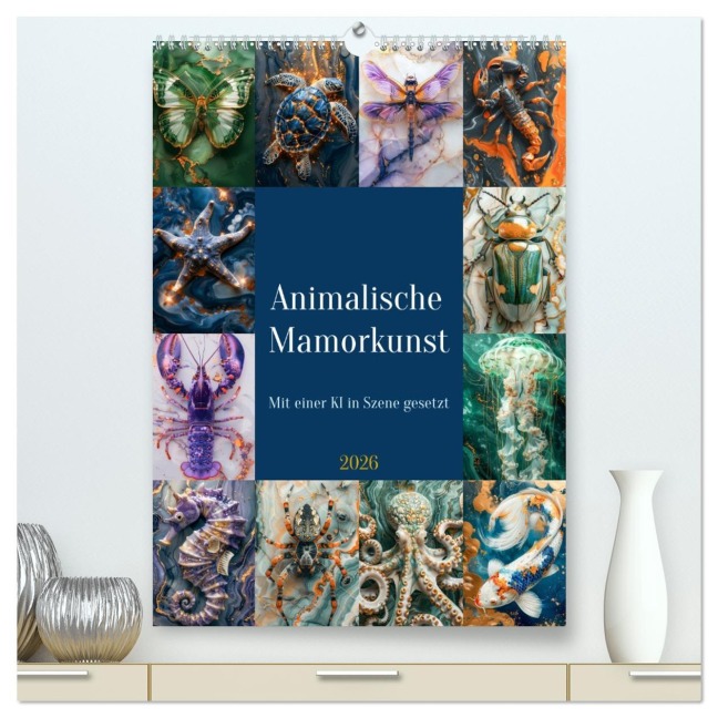 Animalische Mamorkunst (hochwertiger Premium Wandkalender 2026 DIN A2 hoch), Kunstdruck in Hochglanz - Steffen Gierok-Latniak