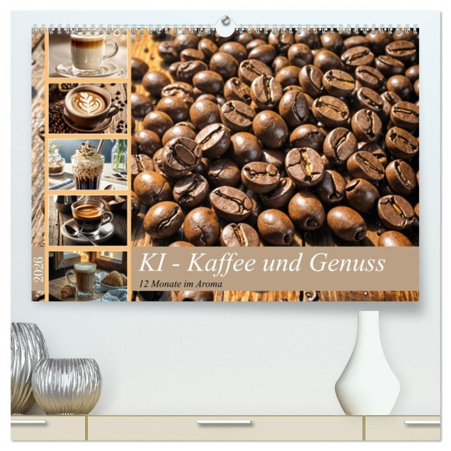 KI - Kaffee und Genuss 12 Monate im Aroma (hochwertiger Premium Wandkalender 2026 DIN A2 quer), Kunstdruck in Hochglanz - Claudia Schimmack