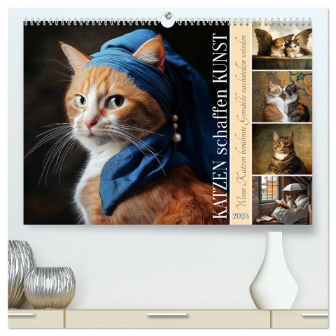 Katzen schaffen Kunst (hochwertiger Premium Wandkalender 2025 DIN A2 quer), Kunstdruck in Hochglanz - Sabine Löwer