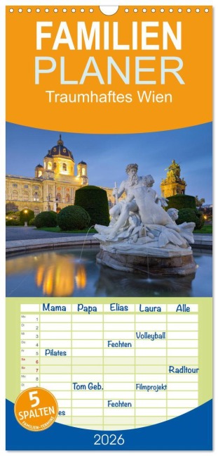 Familienplaner 2026 - Traumhaftes Wien mit 5 Spalten (Wandkalender, 21 x 45 cm) CALVENDO - Rainer Mirau