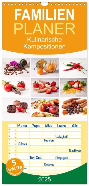 Familienplaner 2025 - Kulinarische Kompositionen mit 5 Spalten (Wandkalender, 21 x 45 cm) CALVENDO - Joachim Hasche