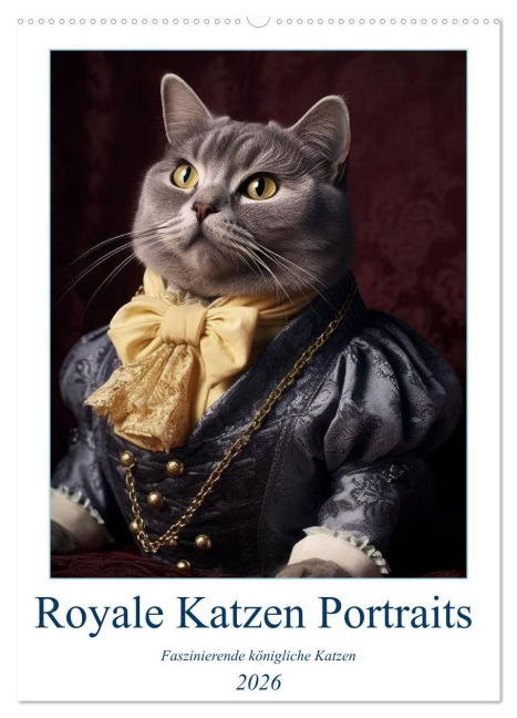 Royale Katzen Portraits (Wandkalender 2026 DIN A2 hoch), CALVENDO Monatskalender - Bonheur Switzerland