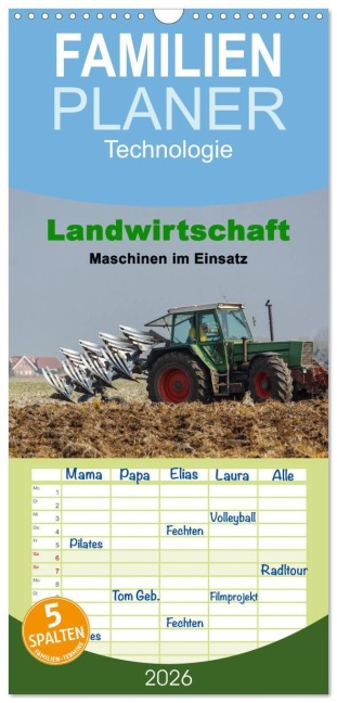 Familienplaner 2026 - Landwirtschaft - Maschinen im Einsatz mit 5 Spalten (Wandkalender, 21 x 45 cm) CALVENDO - Rolf Pötsch