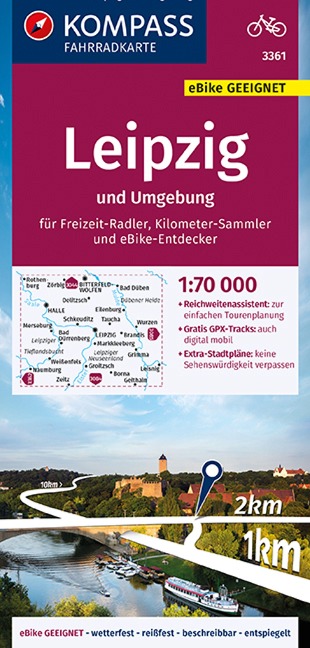 KOMPASS Fahrradkarte 3361 Leipzig und Umgebung 1:70.000 - 