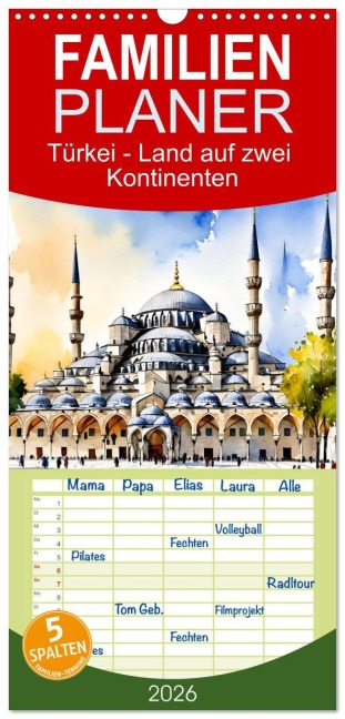 Familienplaner 2026 - Türkei - Land auf zwei Kontinenten mit 5 Spalten (Wandkalender, 21 x 45 cm) CALVENDO - Claudia Kleemann