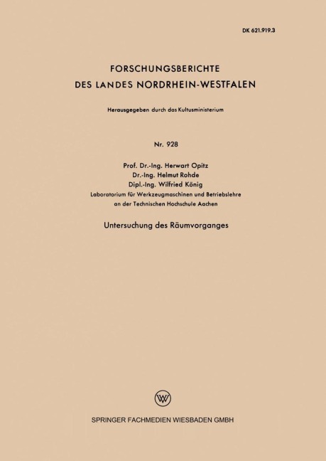 Untersuchung des Räumvorganges - Herwart Opitz