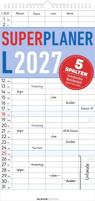 Superplaner L - 5 Spalten 2027 - 