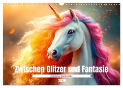 Cover-Bild zum Titel 'Zwischen Glitzer und Fantasie-Einhörner durchs Jahr (Wandkalender 2026 DIN A3 quer), CALVENDO Monatskalender' von 'Anne Seltmann'