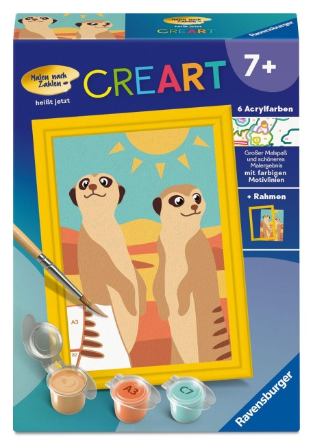 CreArt, Malen nach Zahlen Kinder - Neugierige Erdmännchen - 