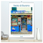 Cover-Bild zum Titel 'L'isola di Burano - Ein Spaziergang über die farbenfrohe Insel (hochwertiger Premium Wandkalender 2026 DIN A2 hoch), Kunstdruck in Hochglanz' von 'Rosina Schneider'