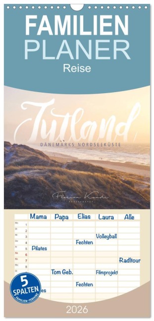 Familienplaner 2026 - Jutland - Dänemarks Nordseeküste mit 5 Spalten (Wandkalender, 21 x 45 cm) CALVENDO - Florian Kunde