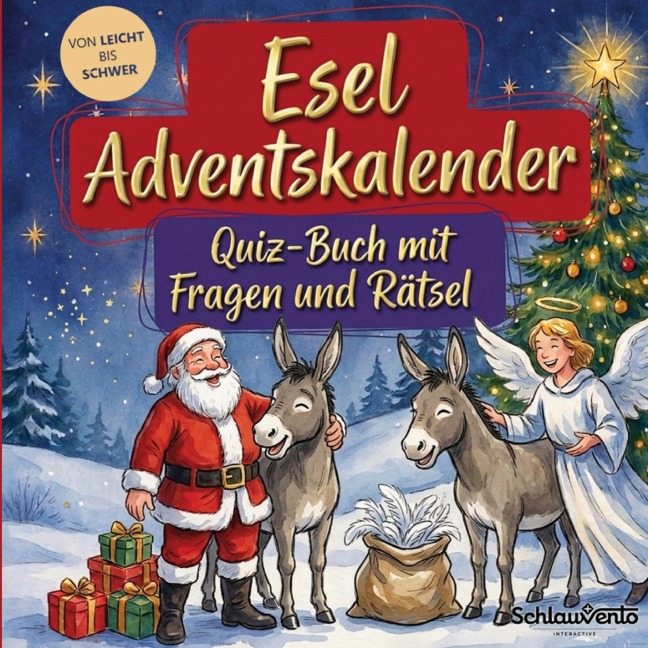 Esel-Adventskalender: Quiz-Buch mit Fragen und Rätsel - Schlauvento Interactive