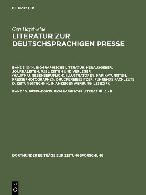 98385-110925. Biographische Literatur. A - E - Gert Hagelweide