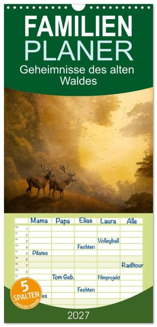 Familienplaner 2027 - Geheimnisse des alten Waldes mit 5 Spalten (Wandkalender, 21 x 45 cm) CALVENDO - 