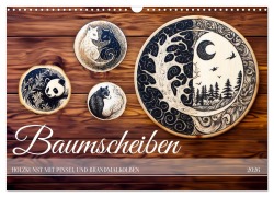 Baumscheiben - Holzkunst mit Pinsel und Brandmalkolben (Wandkalender 2026 DIN A3 quer), CALVENDO Monatskalender - Anja Frost