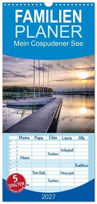 Familienplaner 2027 - Mein Cospudener See mit 5 Spalten (Wandkalender, 21 x 45 cm) CALVENDO - Manuela Steinbach