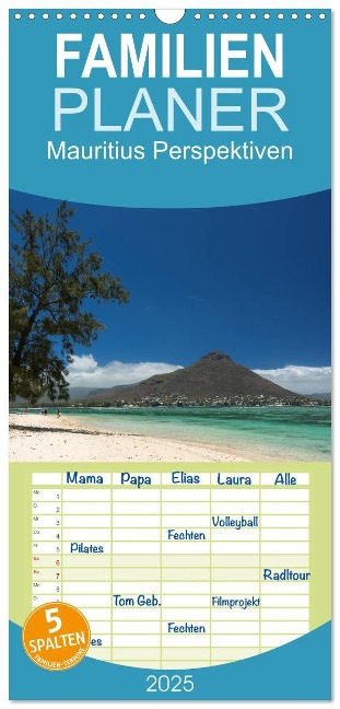 Familienplaner 2025 - Mauritius Perspektiven mit 5 Spalten (Wandkalender, 21 x 45 cm) CALVENDO - Berlin Schön