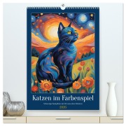 Katzen im Farbenspiel (hochwertiger Premium Wandkalender 2026 DIN A2 hoch), Kunstdruck in Hochglanz - Sabine Heiland
