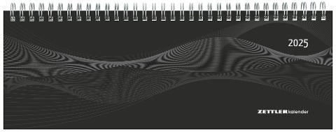 Tisch-Querkalender PP-Cover schwarz 2025 - Büro-Planer 29,7x10,5 cm - Tisch-Kalender - 1 Woche 2 Seiten - Ringbindung - Zettler - 
