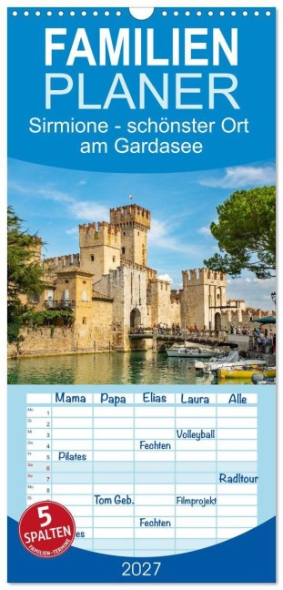 Familienplaner 2027 - Sirmione - schönster Ort am Gardasee mit 5 Spalten (Wandkalender, 21 x 45 cm) CALVENDO - Nina Schwarze